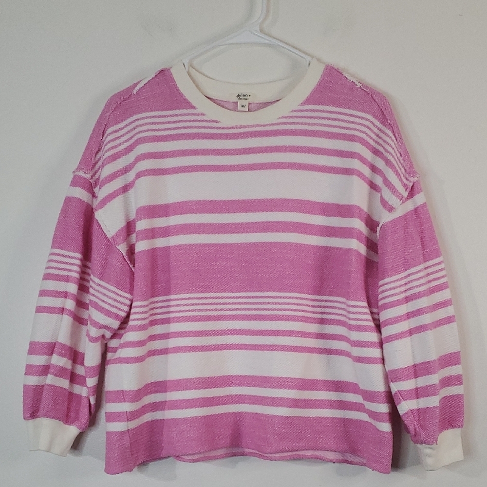 Dylan Pink White Stripe Longsleeve Top Size XS Exposed Seams